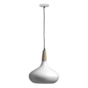 Interiors by Premier White Curved Pendant Light, Reliable Pendant Ceiling Light, Easy Installation Down Light for Home