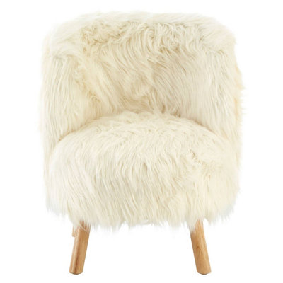 Interiors by Premier White Faux Fur Chair, Backrest Indoor Accent Chair, Easy to Clean Small Lounge Chair