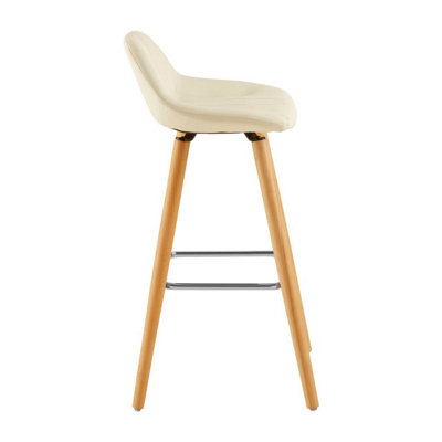 Interiors by Premier White Faux Leather Bar Stool, Comfortable Seating Bar Stool with Back, Easy to Clean Kitchen Bar Stool