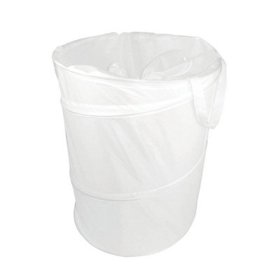 Interiors By Premier White Foldable Laundry Sack Bag,Washing Tote With Drawstring Closure,Portable Pop-Up Laundry Storage Bag