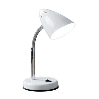 Interiors by Premier White Gloss Desk Lamp, Adjustable Living Room Desk Lamp,  Minimalistic Desk Lamp for Reading & Writing