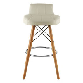 Interiors by Premier White Leather Effect Bar Stool, Comfortable Faux Leather Bar Stool, Space-Saver Leather Kitchen Stool