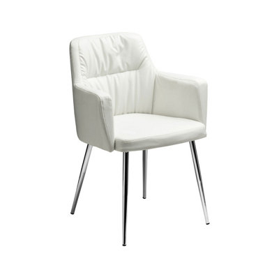 Interiors by Premier White Leather Effect Chair with Chrome Legs, High Quality Chair, Accent Chair, Borg Chair