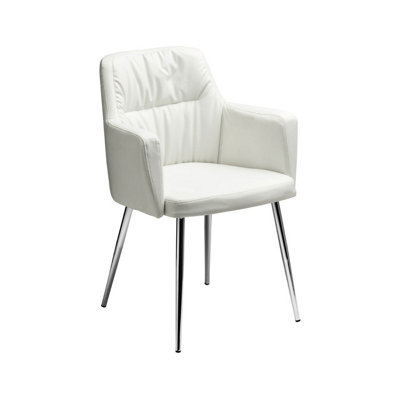 Interiors By Premier White Leather Effect Chair With Chrome Legs~5018705749051 01c MP?$MOB PREV$&$width=768&$height=768