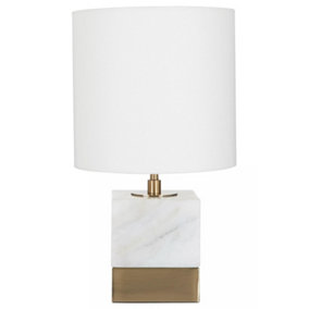 Interiors by Premier White Marble Accent Lamp with Cream Shade