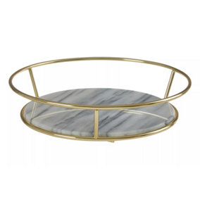 Interiors by Premier White Marble And Brass Finish Fruit Basket
