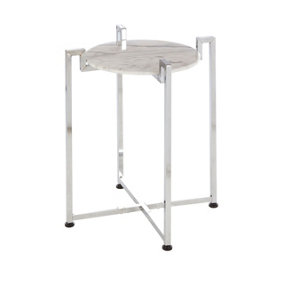 Interiors by Premier White Marble Side Table With Chrome Base