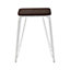 Interiors by Premier White Metal and Elm Wood Stool, Small Square Stool, Accent Wooden Stool for Home, Office