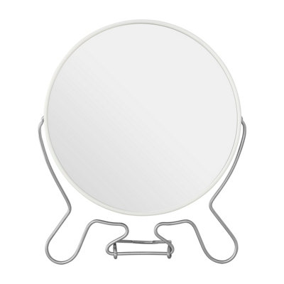 Interiors by Premier White Metal Large Shaving Mirror, 2-Sided Table Mirror With Swivel Function, Table Mirror With Metal Stand