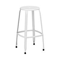 Interiors by Premier White Powder Coated Metal Disc Stool