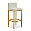 Interiors by Premier White PU and Gold Finish Bar Chair, Glam Touch Indoor Metal Bar Stool, Footrest Bar Chair