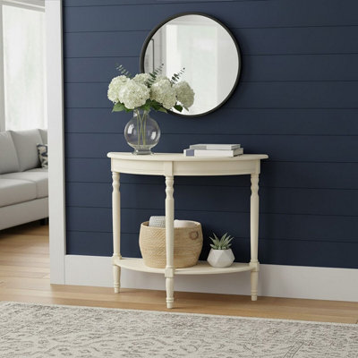 Interiors by Premier White Rounded Console Table for Hallway, Pine Wood ...