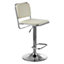 Interiors by Premier White Seat And Chrome Base Bar Stool, Adjustable Height Kitchen Bar Stool, Footrest Swivel Barstool