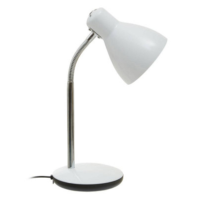 Interiors by Premier White Table Lamp for Work Desk, Desk Lamp with Conical Lamp Head, Long Lasting Iron Bedside Lamp