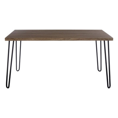 Interiors By Premier Wooden Top Borough Dining Table, Sleek Hairpin Legs Dining Table, Spacious Contemporary Table For Dining Room
