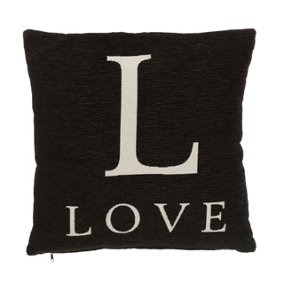 Interiors by Premier Words 'Love' Black Cushion