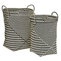 Interiors by Premier Woven Black/White Laundry Baskets - Set of 2