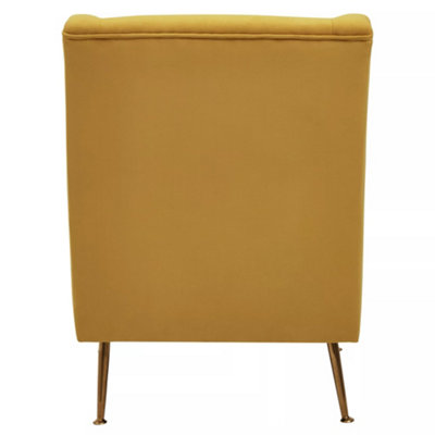 Interiors by Premier Yellow Velvet Armchair for Lounge, Angular Gold Leg Chair with Velvet Upholstery for Living Room, Home
