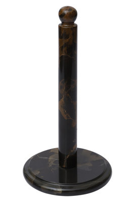 Interiors by Premier Ziarat Black and Gold Marble Kitchen Roll Holder, Scratch-less Kitchen Holder, Easy to Use Roll Holder