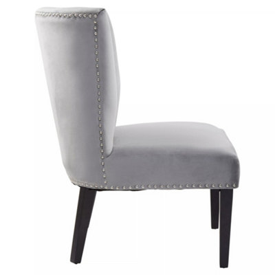 Interiors by Premiers Velvet Dining Chair, Dining Room Accent Chair, Velvet Upholstered Wing Chair with Wooden Legs