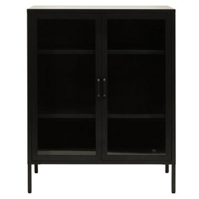 Interiors By Premir Storage Two Door Black Cabinet, Durable Bedroom Cabinet, Easily Maintained Cabinet With Adjustable Shelves