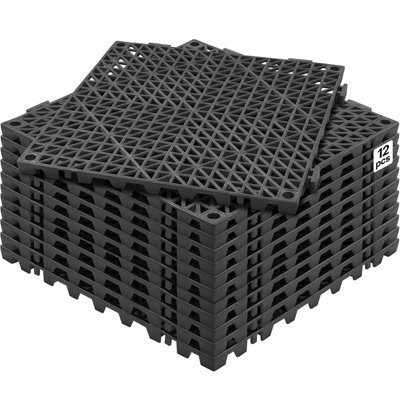 Interlocking Drainage Floor Mat 30.5 x 30.5 cm PVC Non-Slip Floor Tiles ...