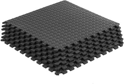 Interlocking EVA Floor Mats Black 60cmx60cm Pack of 18 DIY at B&Q