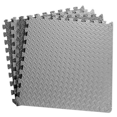Interlocking EVA Floor Mats Grey 60cmx60cm Pack of 18 DIY at B Q