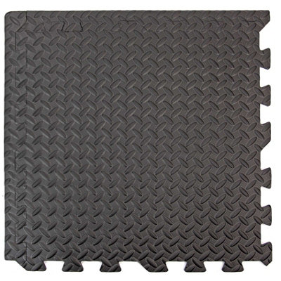 Interlocking EVA Gym Yoga Mats in Black Anti-Fatigue Soft Foam Exercise Play Floor Tiles