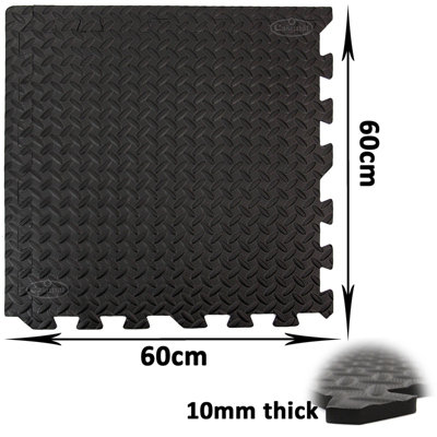 Interlocking EVA Gym Yoga Mats in Black Anti-Fatigue Soft Foam Exercise Play Floor Tiles - 3