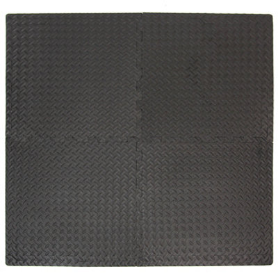 Interlocking EVA Gym Yoga Mats in Black Anti-Fatigue Soft Foam Exercise Play Floor Tiles - 5
