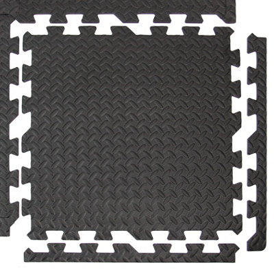 Interlocking EVA Gym Yoga Mats in Black Anti-Fatigue Soft Foam Exercise Play Floor Tiles - 7