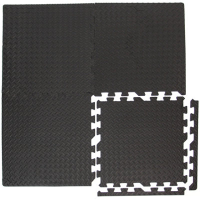 Interlocking EVA Gym Yoga Mats in Black Anti-Fatigue Soft Foam Exercise Play Floor Tiles - 8