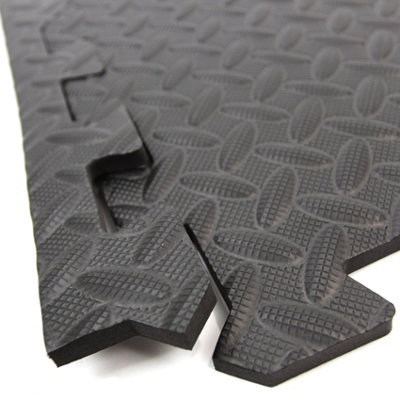 Interlocking EVA Gym Yoga Mats in Black Anti-Fatigue Soft Foam Exercise Play Floor Tiles - 9