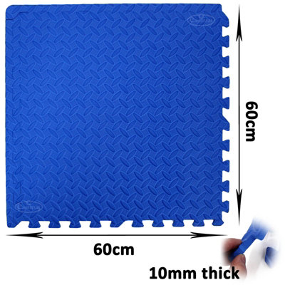 Interlocking EVA Gym Yoga Mats in Blue Anti-Fatigue Soft Foam Exercise Play Floor Tiles - 3