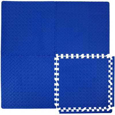 Interlocking EVA Gym Yoga Mats in Blue Anti-Fatigue Soft Foam Exercise Play Floor Tiles - 5