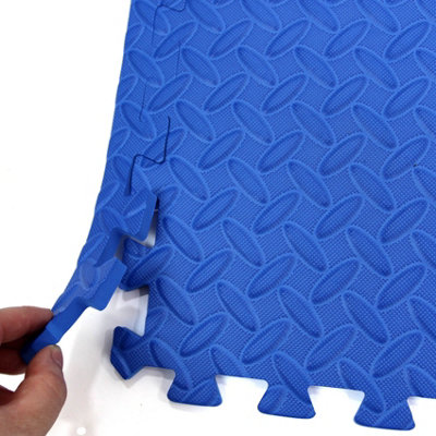 Interlocking EVA Gym Yoga Mats in Blue Anti-Fatigue Soft Foam Exercise Play Floor Tiles - 7
