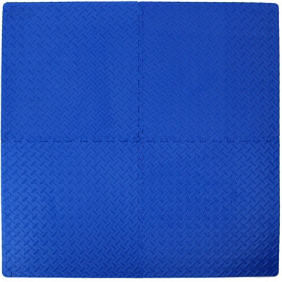 Interlocking EVA Gym Yoga Mats in Blue Anti-Fatigue Soft Foam Exercise Play Floor Tiles - 8