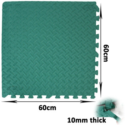 Interlocking EVA Gym Yoga Mats in Green Anti-Fatigue Soft Foam Exercise Play Floor Tiles - 3