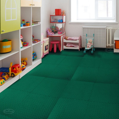 Interlocking EVA Gym Yoga Mats in Green Anti-Fatigue Soft Foam Exercise Play Floor Tiles - 6