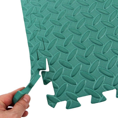 Interlocking EVA Gym Yoga Mats in Green Anti-Fatigue Soft Foam Exercise Play Floor Tiles - 8