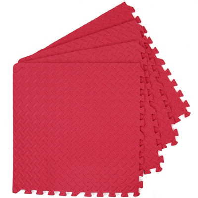 Interlocking Gym Yoga Mats in Red Anti-Fatigue EVA Soft Foam Exercise Play Floor Tiles