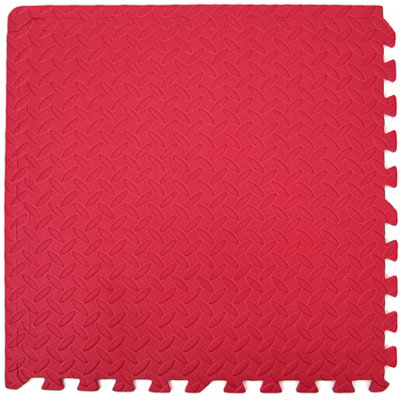 Interlocking Gym Yoga Mats in Red Anti-Fatigue EVA Soft Foam Exercise ...
