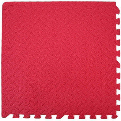 Interlocking Gym Yoga Mats in Red Anti-Fatigue EVA Soft Foam Exercise Play Floor Tiles