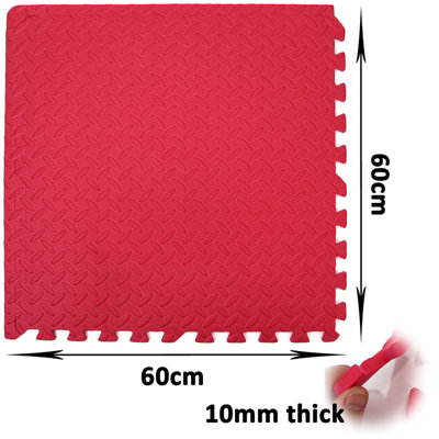 Interlocking Gym Yoga Mats in Red Anti-Fatigue EVA Soft Foam Exercise ...