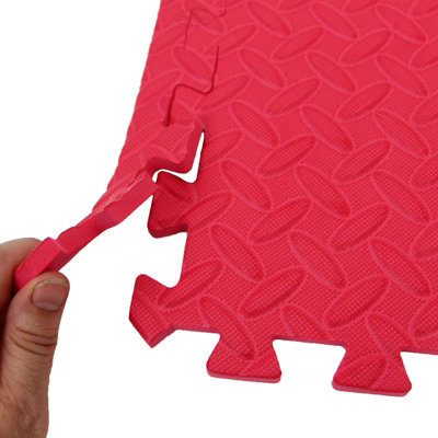 Interlocking Gym Yoga Mats in Red Anti-Fatigue EVA Soft Foam Exercise Play Floor Tiles - 8