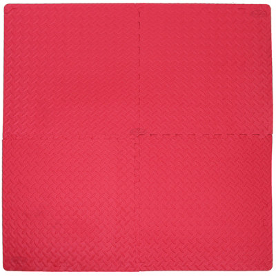 Interlocking Gym Yoga Mats in Red Anti-Fatigue EVA Soft Foam Exercise Play Floor Tiles - 9