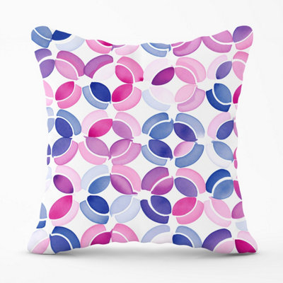 Interlocking Pink Blue Shape Outdoor Cushion 45cm x 45cm