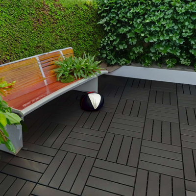 Interlocking PVC Decking Tiles 30x30cm in Black