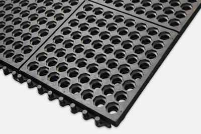 Interlocking Rubber Anti-Fatigue Mat Cushion Link Open Top with holes 92 x 92cm